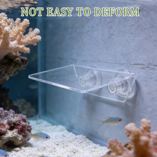 Kichvoe Aquarium Floating Shelf: Fish Tank Acrylic Ledge Plants Holder with Suction Cup - 5.9x4x2in Transparent Ledge for Aquarium Coral Aquatic Plants Moss - size: 15.00X10.00X5.00CM