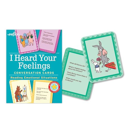 eeBoo: I Heard Your Feelings - 48 Conversation Flashcards, Develops Empathy Through Friendly Illustrations of Emotional Situations, Develop Social and Emotional Intelligence, for Ages 3 and up - style: I Heard Your Feelings