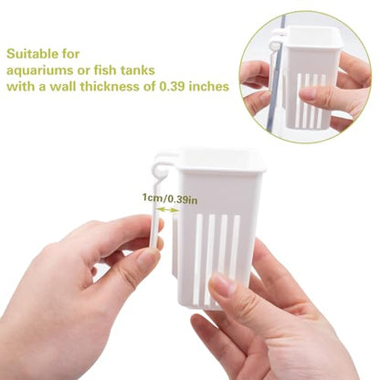 4 PCS Aquarium Plant Holder, White Wall Mounted Basket for Fish Tank Aquaponic Plant Cultivation and Landscape Decoration, 1.97 x 1.77 x 3.74 Inch