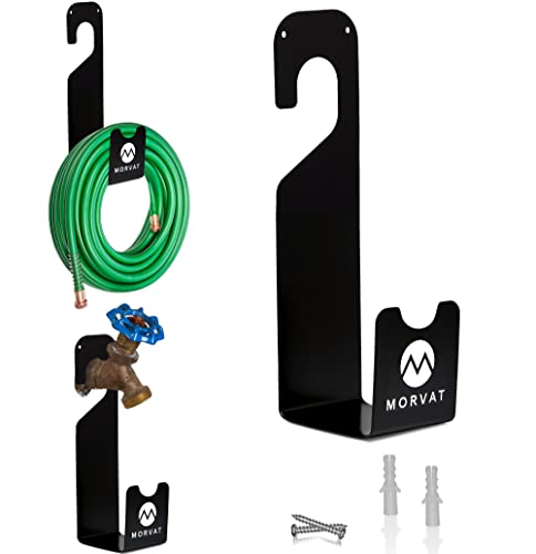 Premium 150 Ft Hose Hanger with Rust Resistant Metal, Organize Your Garden, Garage & Outdoor Storage Area, Wall Mount Holder or Hang/Hook Over Water Spigot with Included Screws