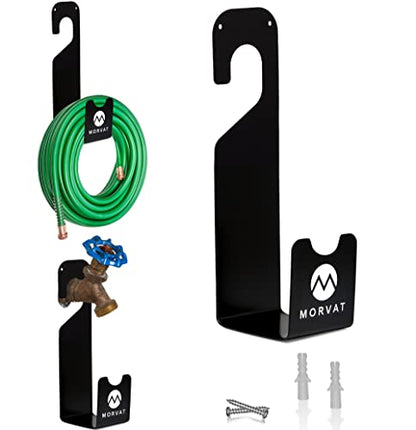 Premium 150 Ft Hose Hanger with Rust Resistant Metal, Organize Your Garden, Garage & Outdoor Storage Area, Wall Mount Holder or Hang/Hook Over Water Spigot with Included Screws