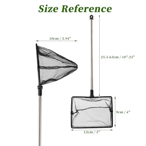 Fish Tank Net, Fine Mesh Aquarium Fish Net, Long Handle Fish Net, Stainless Steel Extendable Handle, Square Aquarium Cleaning Net for Aquarium Accessories - size: 5 inch