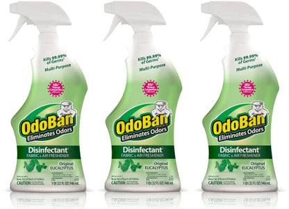 OdoBan Ready-to-Use Disinfectant and Odor Eliminator, Set of 3 Spray Bottles, 32 Ounces Each, Original Eucalyptus Scent - size: 32 Fl Oz (Pack of 3)