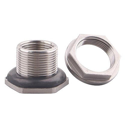 DERNORD 3/4" Female Bulkhead Water Tank Connector Stainless Steel Bulkhead Fittings Pack of 5 - size: 3/4 Inch, style: Pack of 5