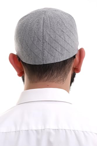 ihvan online Kufi Hats for Men, Taqiya, Takke, Turkish Muslim Winter Woven Caps, Peci, Islamic Prayer Skullcap, Islamic Gifts - color: Grey Open