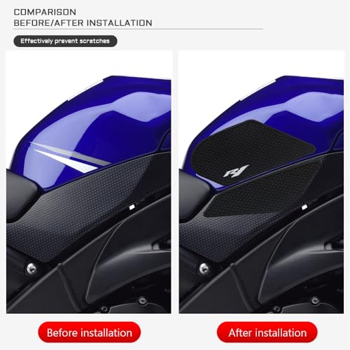 New for Yamaha YZF R1 R1M YZFR1 YZF-R1 2009-2014 Motorcycle Side Fuel Tank pad Tank Pads Protector Stickers Decal Gas Knee Grip Traction Pad Tankpad (One Set) Black