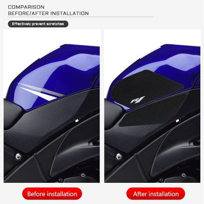 New for Yamaha YZF R1 R1M YZFR1 YZF-R1 2009-2014 Motorcycle Side Fuel Tank pad Tank Pads Protector Stickers Decal Gas Knee Grip Traction Pad Tankpad (One Set) Black