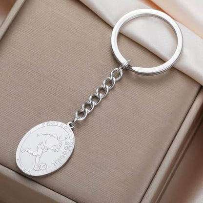 Dreamtimes St. Sebastian Medal Keychain for Men Women Stainless Steel Religious Saint Patron of Athletes Catholic Keychain - style: Soccer-s
