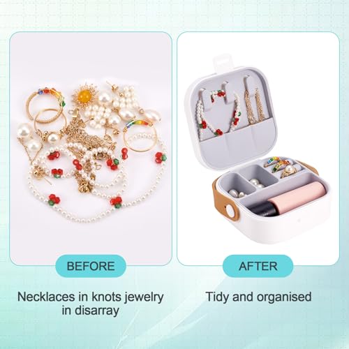 Silicone Jewelry Boxes Present Box,PU Leather Travel Jewelry Case,Mini Jewelry Box Travel Jewelry Box Jewelry Gift Boxes Necklaces Earrings Bracelets Boxes for Women,White - color: White