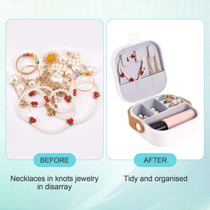 Silicone Jewelry Boxes Present Box,PU Leather Travel Jewelry Case,Mini Jewelry Box Travel Jewelry Box Jewelry Gift Boxes Necklaces Earrings Bracelets Boxes for Women,White - color: White