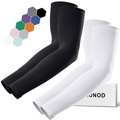 GOUNOD Sun Protection Cooling Compression Arm Sleeves For Men - Gardening Outdoors Sports Workouts volleyball arm sleeves - color: 2 Pairs:black,white