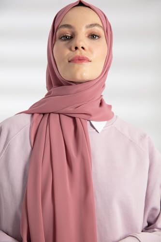 Chiffon Hijab Scarf For Women - Made in Turkiye - color: Dusty Rose