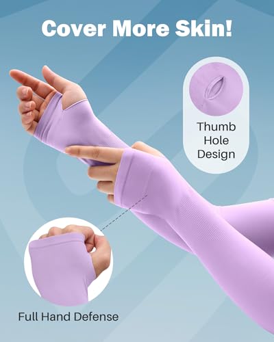 Arm Sleeves for Men Women UV Sun Protection Compression Arm Warmer Tattoo Cover Up, Sports Golf Cooling Sleeves - color: 3 Pairs: Purple, Black, Beige