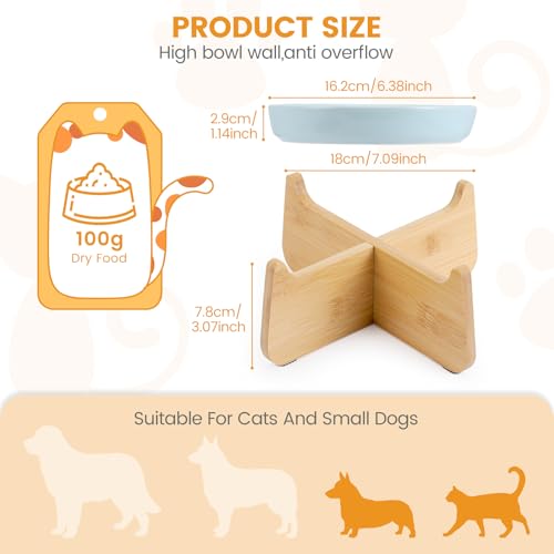 PETTOM Slow Feeder Cat Bowl with Stand, Ceramic Slow Eating Cat Bowl with Higher Edges Fish Pool Design Elevated Food Bowls for Dry and Wet Food Anti-Vomiting Puzzle Feeder for Healthy Eating Diet - color: Green