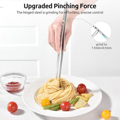 U-Taste 12in Long Kitchen Cooking Tweezer: 18/8 Stainless Steel Food-Grade Metal Food Tong, Flexible Pinching, Seamless-Welding, Sturdy and Non-Slip for Serving, Grilling, Frying, Baking (Round Tip) - size: 12in (round tip)
