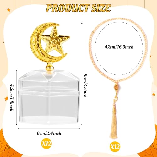 Ramadan Eid Gifts - 12 Sets Bulk Muslim Prayer Beads with Boxs Eid Mubarak Party Favors Gifts Islamic Party Supplies Religious Jewelry Favors for Ramadan Wedding Islamic Festival Birthday