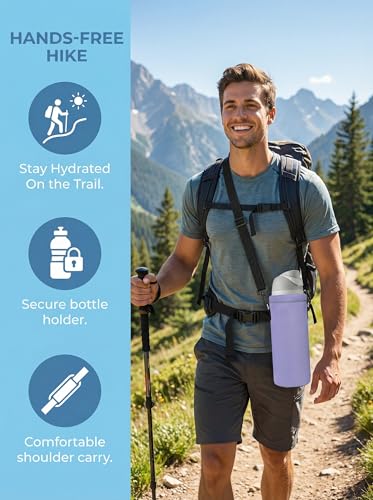 Neoprene Water Bottle Carrier Bag with Adjustable Shoulder Strap,Insulated Water Bottle Cover for Stainless Steel/Glass/Plastic Bottles - color: Lavender, size: 500ml