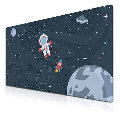 Keyboard Mat Cute Astronaut Large Mouse Pads Men¡¯s Office Accessories Pc Mouse Pad Mousepad XXL Non-Slip Rubber Base Waterproof with Stitched Edges 35.4" X 15.7" for Game Office, - color: Astronaut