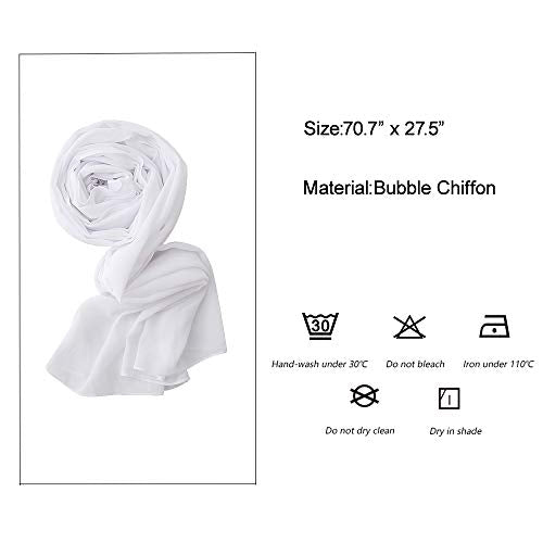 Yeieeo Chiffon Head Wraps for Women - Solid Color Fashion Bubble Chiffon Scarf Hijab - color: White