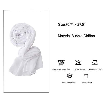 Yeieeo Chiffon Head Wraps for Women - Solid Color Fashion Bubble Chiffon Scarf Hijab - color: White