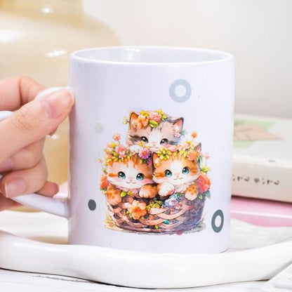 Yoksas Holographic Sparkle Cute Cat Stickers- 60Pcs Waterproof Kawaii Kitty Stickers for Scrapbooks,Journalig,Water Bottles,Planner - color: Sparkle Cat