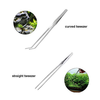Aquascaping Tools 5 in 1 Kit Aquarium Scissors Plant Tools Curved & Straight Scissor Tweezers Spatula Stainless Steel Anti Rust Aquascape Tools for Fish Tank