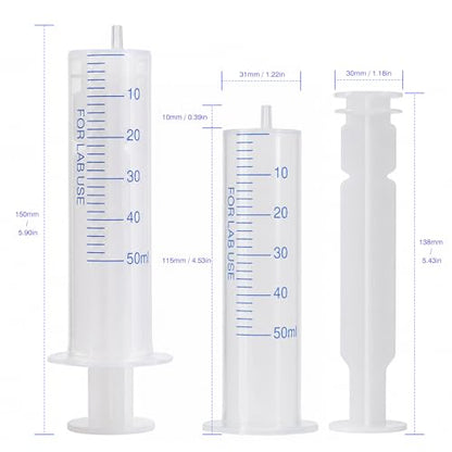 50ml Plastic Syringe, luer slip syringe, Used in Scientific Laboratories, Liquid refilling, DIY Crafts, Scientific Labs, 12/PK - size: 50ML