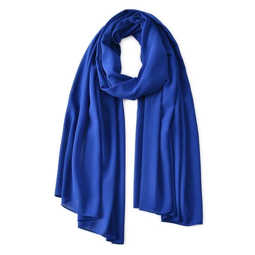 Yeieeo Chiffon Head Wraps for Women - Solid Color Fashion Bubble Chiffon Scarf Hijab - color: Royal Blue