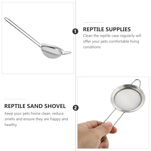 ERINGOGO 2pcs Stainless Steel Reptile Sand Mesh Shovel with Fine Filter for Sand Bedding Drainage and Waste Scooping in Terrarium Cleaning Supplies