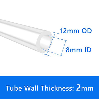 Quickun Pure Silicone Tubing, 8mm ID x 12mm OD High Temp Food Grade Tube Pure Silicone Hose Tube for Home Brewing, Beer Line, Kegerator, Wine Making, Aquaponics, Air Hose by Proper Pour (3.28 Ft) - size: 8mmx12mm, style: 3.28Ft (1meter)