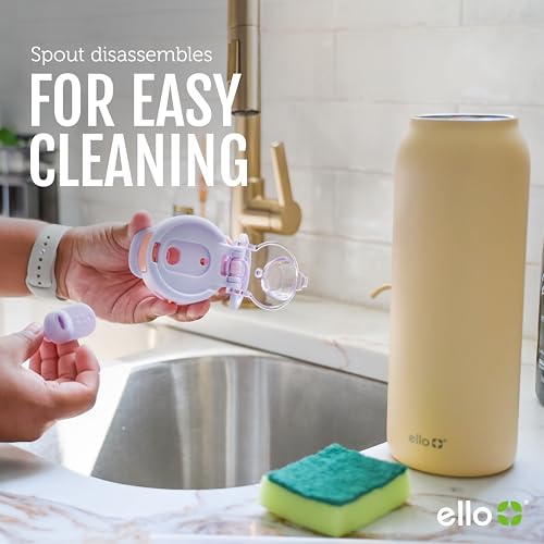 Ello Pop & Fill Insulated Stainless Steel Water Bottle with Quick Fill Lid, Leakproof Locking, Sip or Chug Spout, BPA-Free, Double Wall Vacuum Insulated for Sports, Travel & School- 22oz / 32oz / 40oz - color: Serene Blooms, style: 32oz