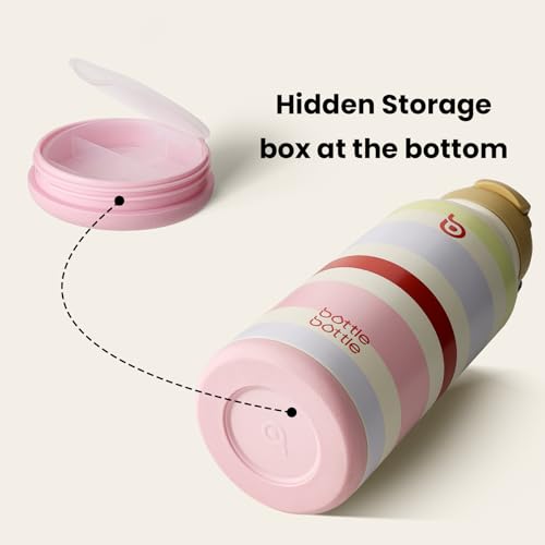 BOTTLE BOTTLE 32oz Insulated Water Bottle with Pill Box | Stainless Steel,Sport Water Bottle, with Straw Dual-use Lid and Pill Box, Design for Gym - color: AuroraBands