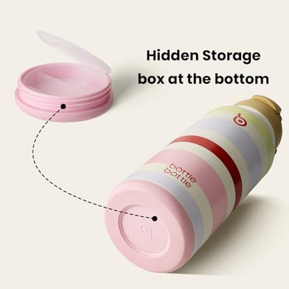 BOTTLE BOTTLE 32oz Insulated Water Bottle with Pill Box | Stainless Steel,Sport Water Bottle, with Straw Dual-use Lid and Pill Box, Design for Gym - color: AuroraBands