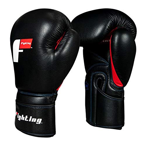Fighting Leather Training Gloves - Boxing, MMA, Kickboxing, Punching Bag, Sparring Oz Gloves - color: Black, size: 16 oz