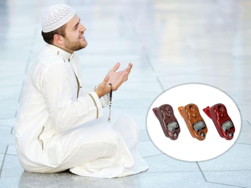 Digital Beads Counter, 3 Pieces Digital Tasbih Tally Counters, Resettable Finger Counter, Digital-Counter with Compass,Electronic Rotating Prayer Beads Counters,for Meditation,Muslim Prayer