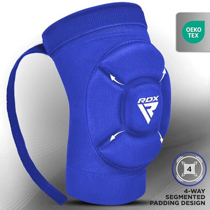 RDX Elbow Pads, Muay Thai MMA Kickboxing Sparring Elbow Guard, Martial Arts Striking Protection,Wrestling Basketball Adjustable MTB Volleyball Compression Padded Sleeve, Men Women - color: Blue White, size: Large