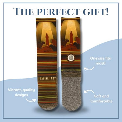 Men's – Christian Crew Socks for Men with Scripture | Moisture-Wicking | Easter Gift Idea - color: Daniel and the Lions Den