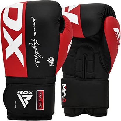 RDX Boxing Gloves, Maya Hide Leather Training Gloves for Muay Thai, Kickboxing, Sparring, Punch Bag, Punching Bag, Kickboxing Gloves, Martial Arts Training, Home Gym, Men, Women, 8 10 12 14 16 oz - color: RED/BLACK, size: 10OZ