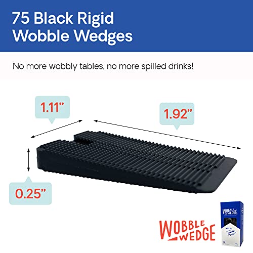 Wobble Wedge Rigid Heavy Duty Leveling Plastic Shims, Black, 75-Pack | Made in USA Rigid Shims with Tough, Durable, Interlocking Non-slip Grip Design; Multipurpose Leveling for Varied Projects - size: 75
