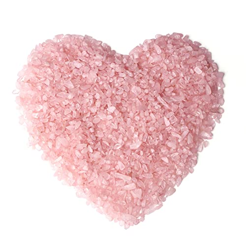 LAIDANLA Rose Quartz Crushed Stone Crystal Chips Bulk Natural Gemstones Healing Reiki Crystals Mini Quartz Vase Filler Aquarium Gravel 0.55lb - color: Pink-rose Quartz, size: 0.55 Pound-（0.28"-0.35"）
