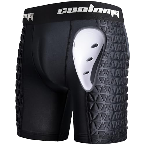 COOLOMG Mens Baseball Sliding Shorts with Athletic Cup Padded Slider Shorts for Softball Football Lacrosse Field Hockey - color: Black, size: Medium