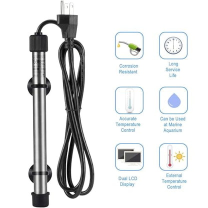 hygger 802 Aquarium Titanium Heater Rod Fish Tank Heating Element Replacement Heater Tube (Controller Excluded) 100W - size: 100W