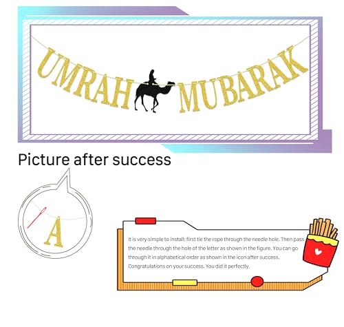 Umrah Mubarak Banner, Happy Eid Decorations Banner, Eid Festival Muslim Islam Party Decoration Supplies, 2023 Hajj Mubarak Umrah Mubarak Islamic Party Decoration Supplies…