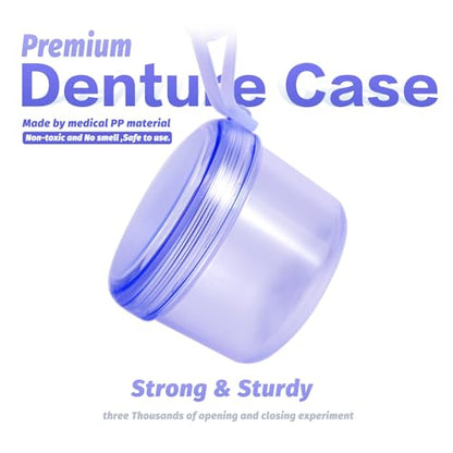 Uouovo Large Denture case, No-Leak Denture Bath Box Denture Cup, Retainer Cleaning Box, Complete Clean Care for Dentures, Clear Braces, Mouth Guard, Night Guard & Retainers (transparent blue) - color: transparent blue