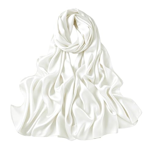 Lina & Lily Luxury Satin Hijab Head Scarf Shawl Wrap for Muslim Women Extra Long - color: Ivory White