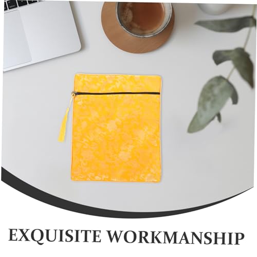 CALLARON Bible Cover Brocade Pouch for Book Storage Wallet for Women Office Bag - color: Yellow