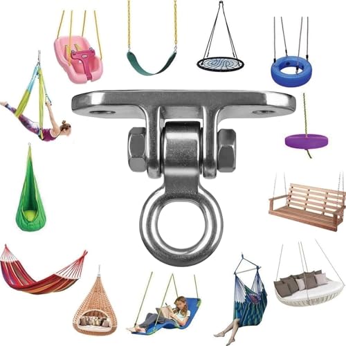 2-Pack Stainless Steel Heavy Duty 180° Swing Hanger Kit - Ceiling Mount with Hook for Porch Swing, Hammock Chair, Yoga Swing, Punching Bag, 1000 LB Capacity, Rust-Resistant Hardware Included - size: 2 holes-2Pack