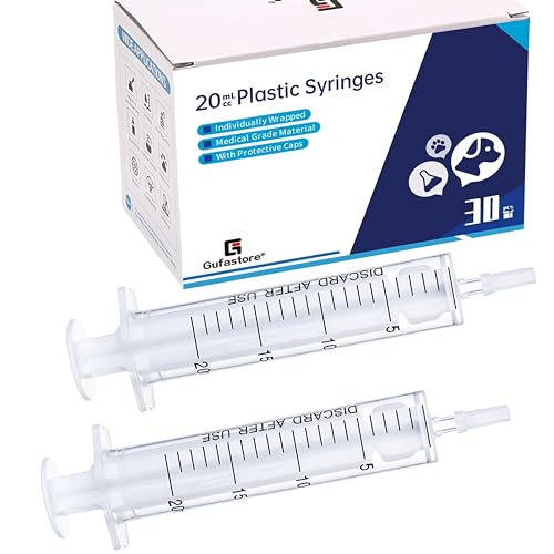 30pcs 20ml/cc Plastic Syringes with Caps Without Rubber Stopper in for Industry Lab Pet Feeding - size: 20ml/cc