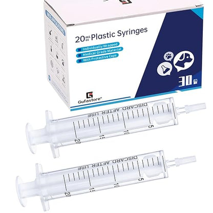 30pcs 20ml/cc Plastic Syringes with Caps Without Rubber Stopper in for Industry Lab Pet Feeding - size: 20ml/cc