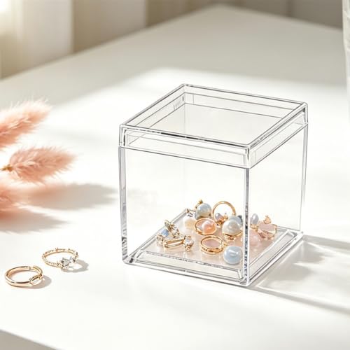 Small Acrylic Boxes Clear Candy Box with Lids Plastic Square Cube 2 Pieces Small Acrylic Storage Containers for Pill and Tiny Jewelry - size: 1.3 x 1.3 x 1.3 Inch
